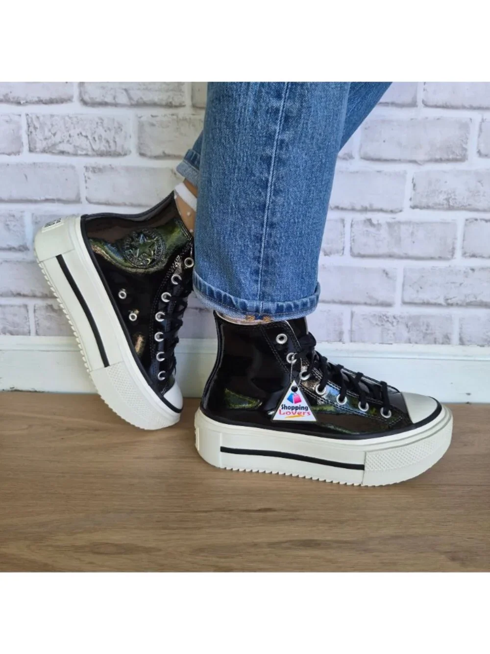 Converse Lift Double Stack Platform Sz 9.5 Women's shoes sneakers Black A12977C